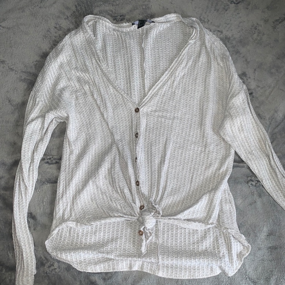 Gray tie sweater